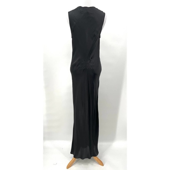 ANN DEMEULEMEESTER Dress Womens 40 Small Black Asymmetrical Neckline Silk Maxi - Picture 2 of 11